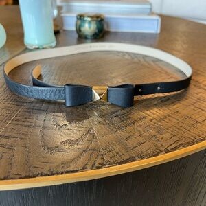 Kate Spade Black Leather Bow Belt, Medium